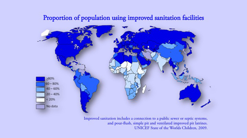 An estimated 2.4 to 2.6 billion individuals lack access to any type of improved sanitation facility according: to the World Health Organization.